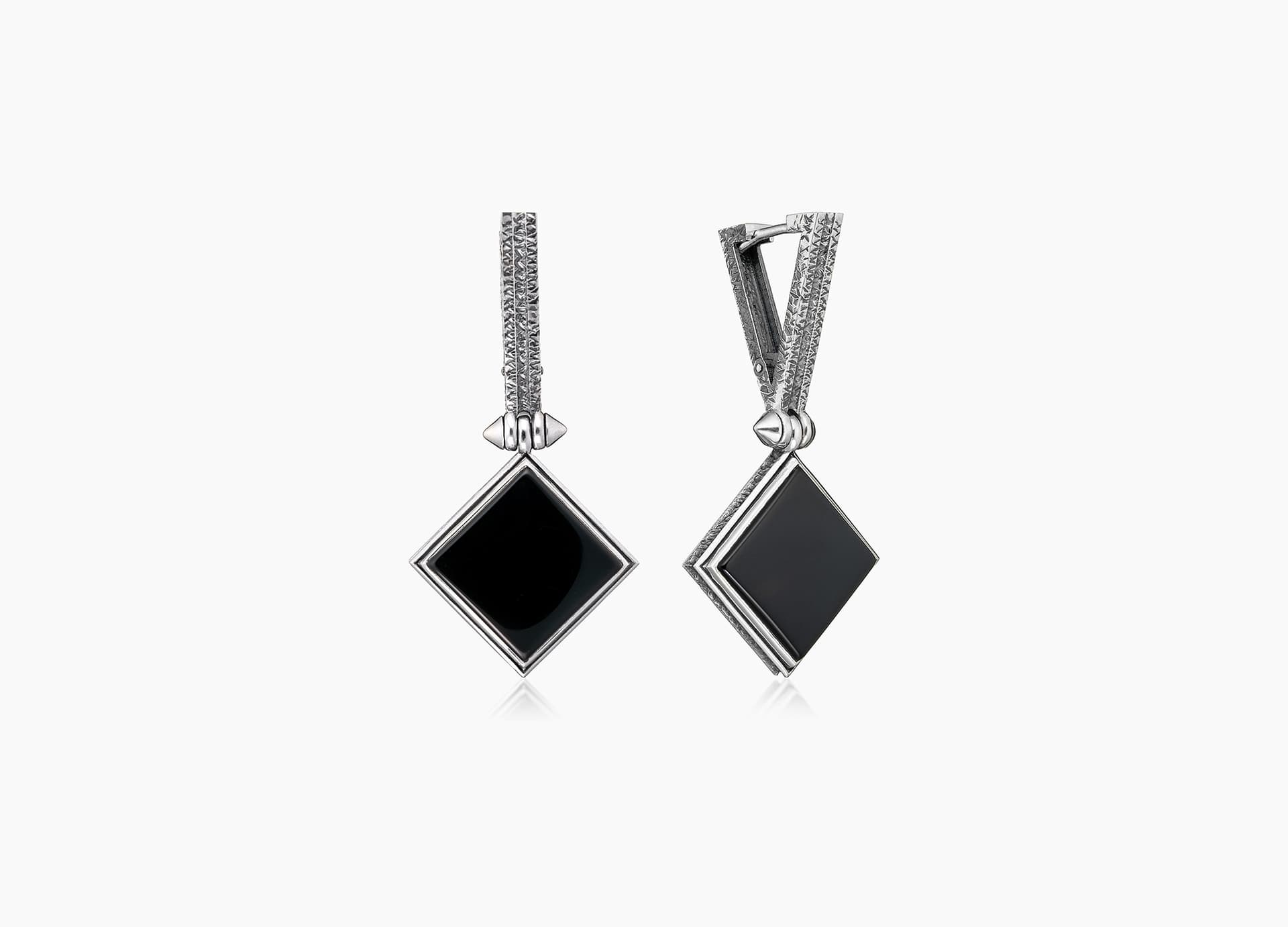 Серьги из серебра 925 с ониксами