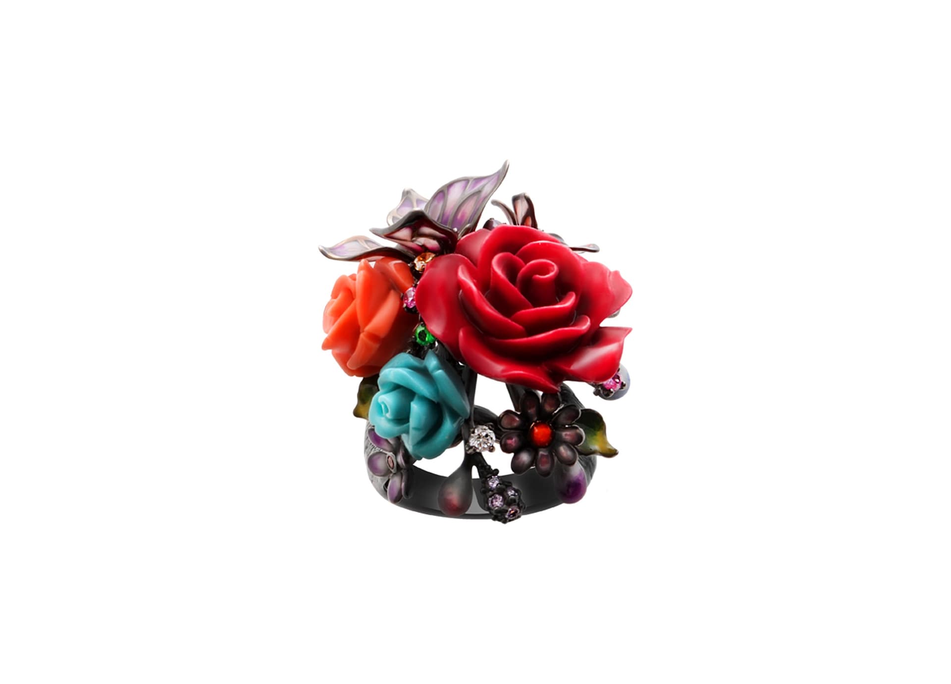 Кольцо из серебра 925 с кораллами