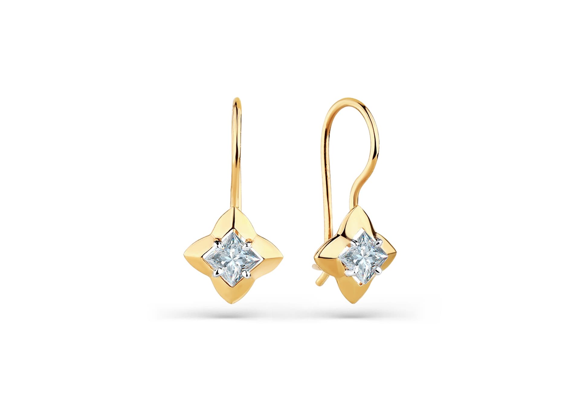 Серьги из золота 585 с  фианит