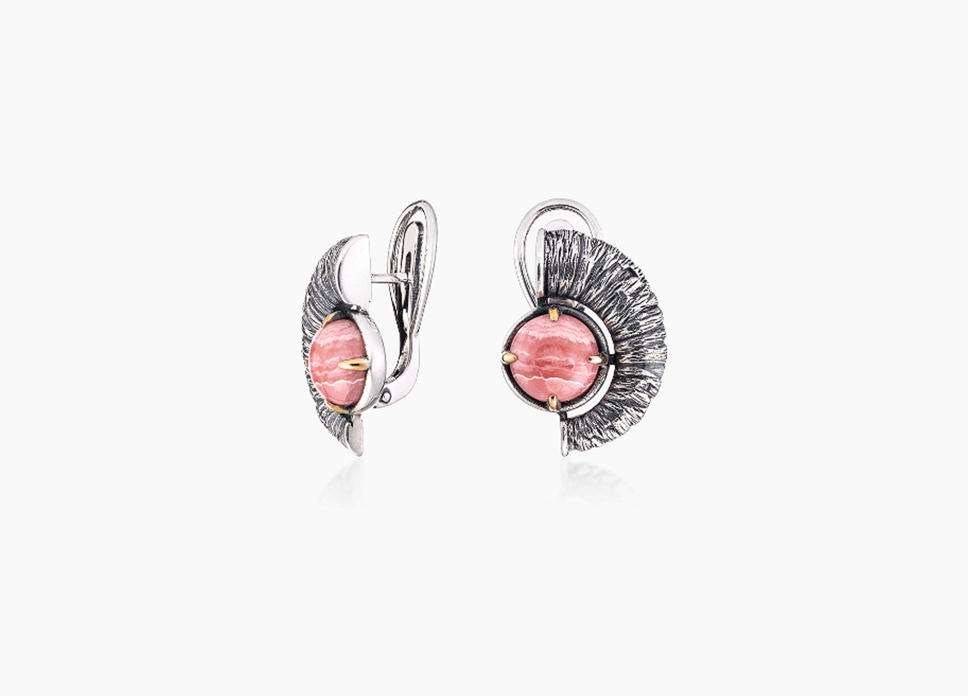 Серьги из серебра 925 с  родохрозитом