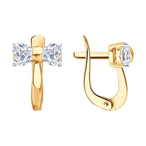 Серьги детские из золота 585 с фианитами