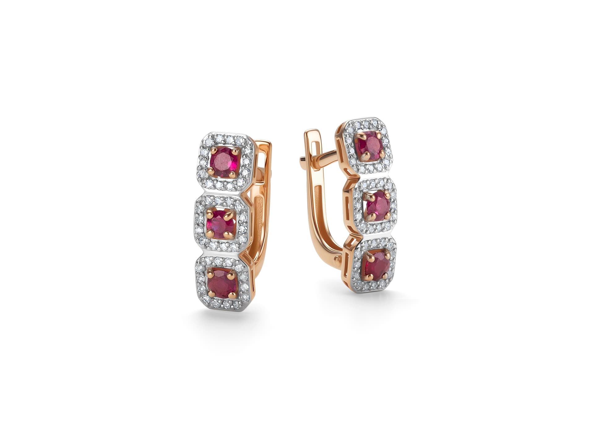 Серьги из золота 585 с рубинами