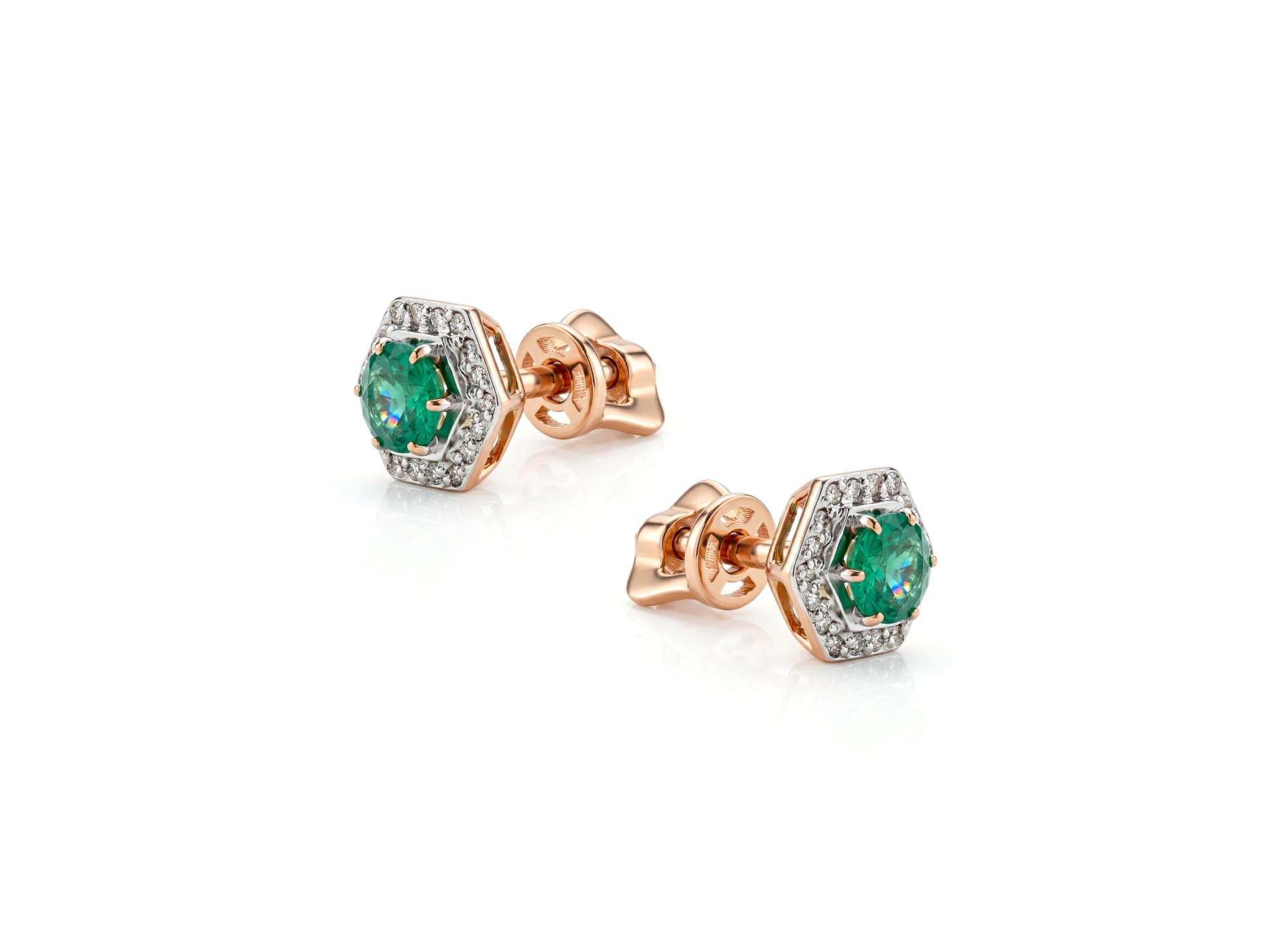 Серьги из золота 585 с изумрудами
