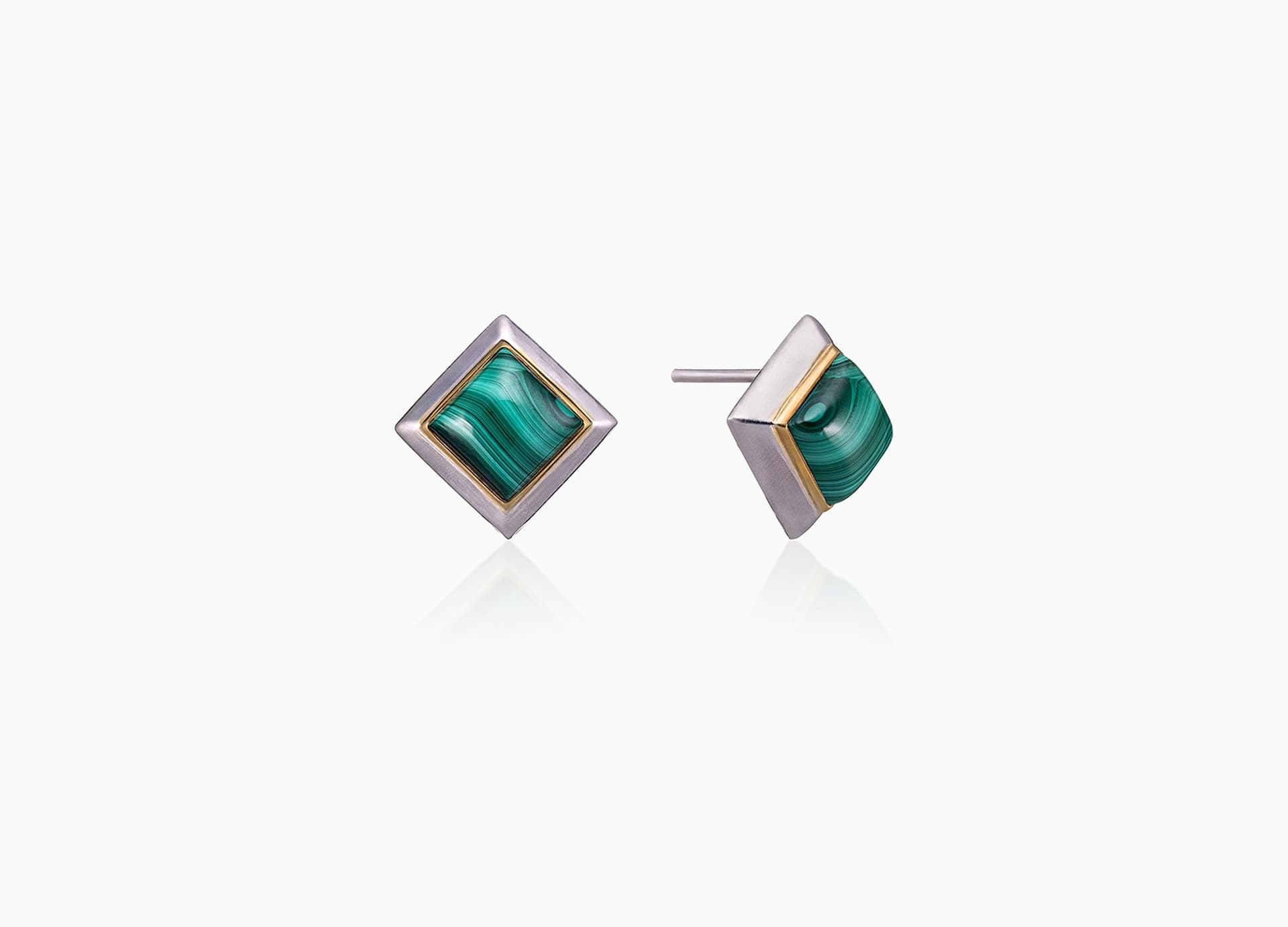 Серьги из серебра 925 с  малахитом