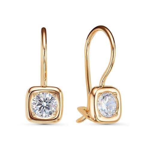 Серьги детские из золота 585 с фианит