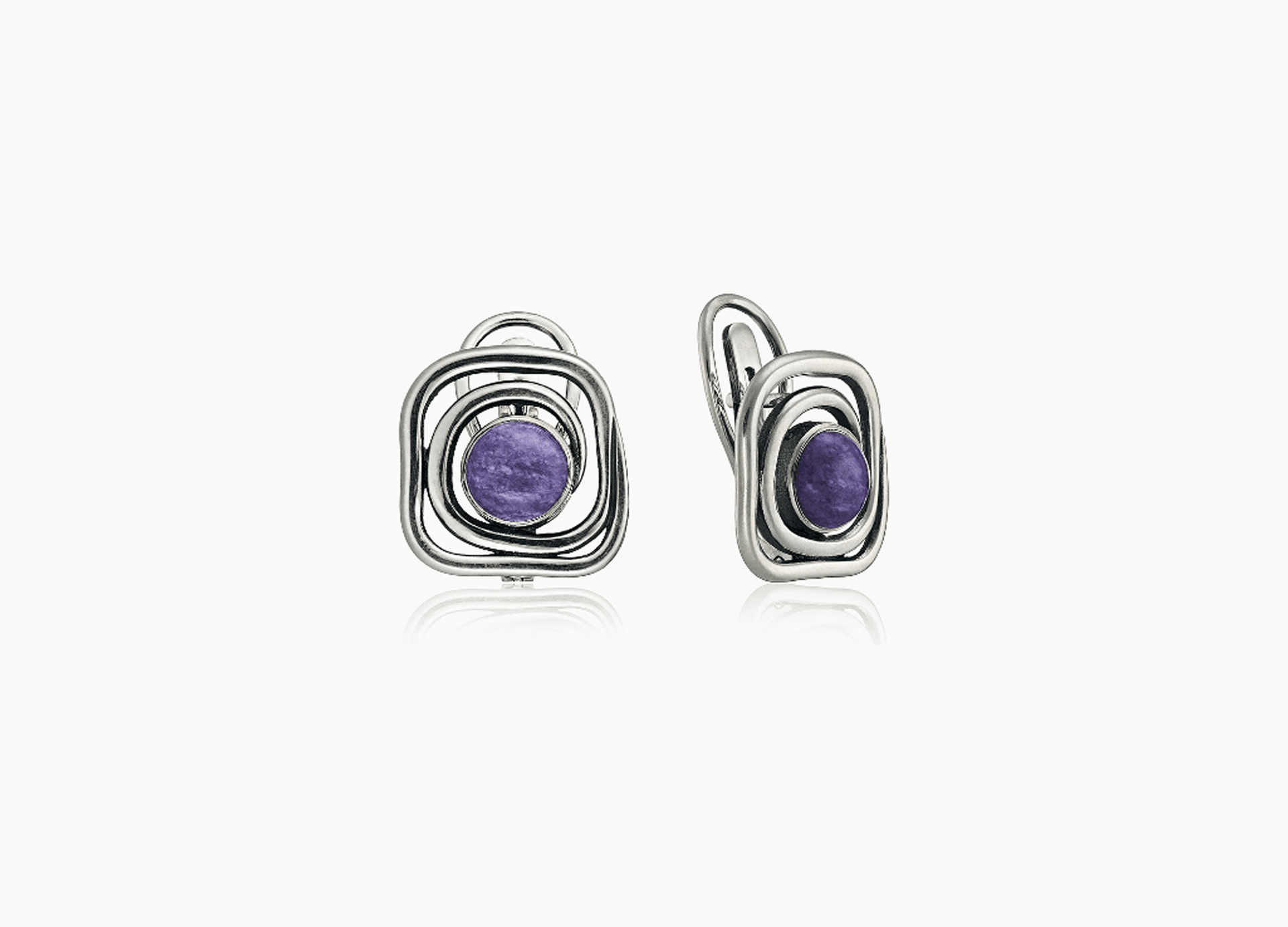 Серьги из серебра 925 с  чароит