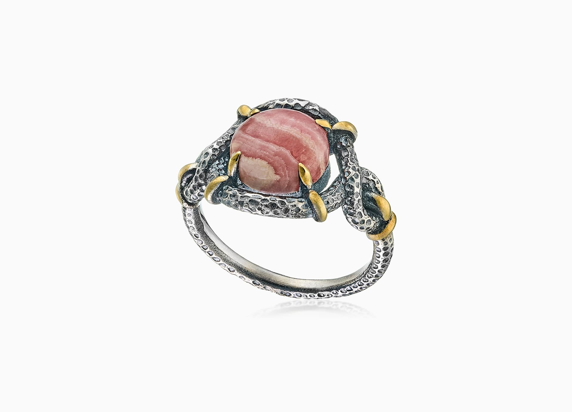 Кольцо из серебра 925 с родохрозитами