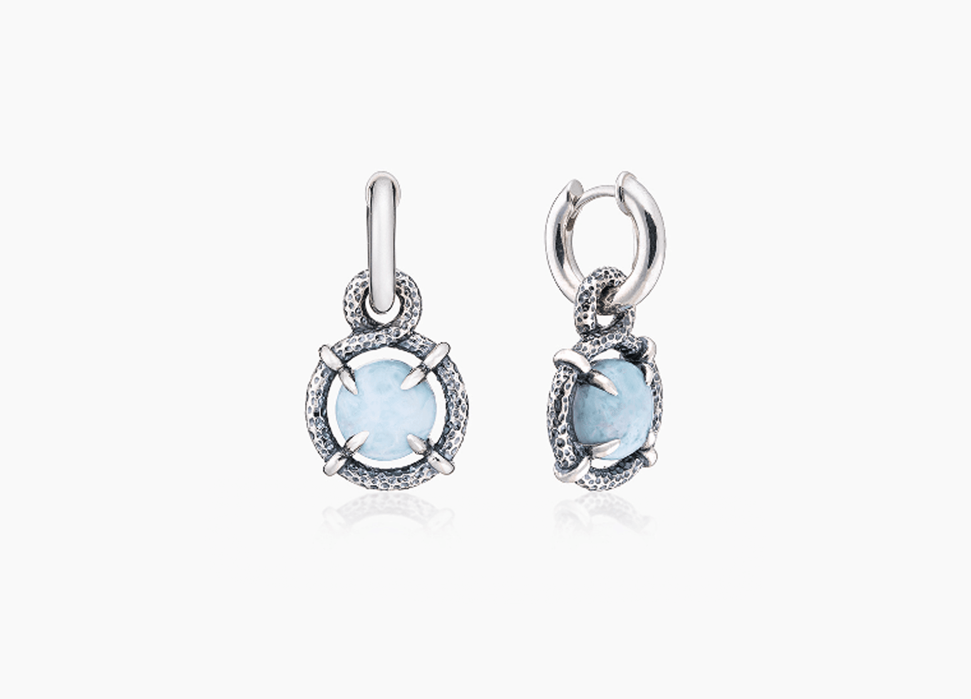 Серьги из серебра 925 с ларимарами