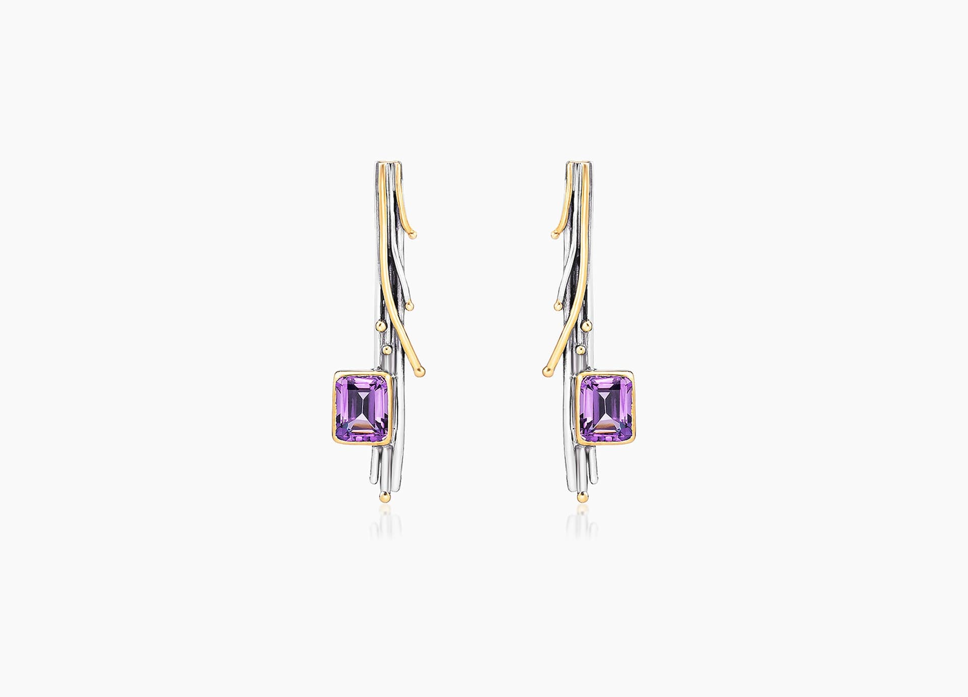 Серьги из серебра 925 с аметистами