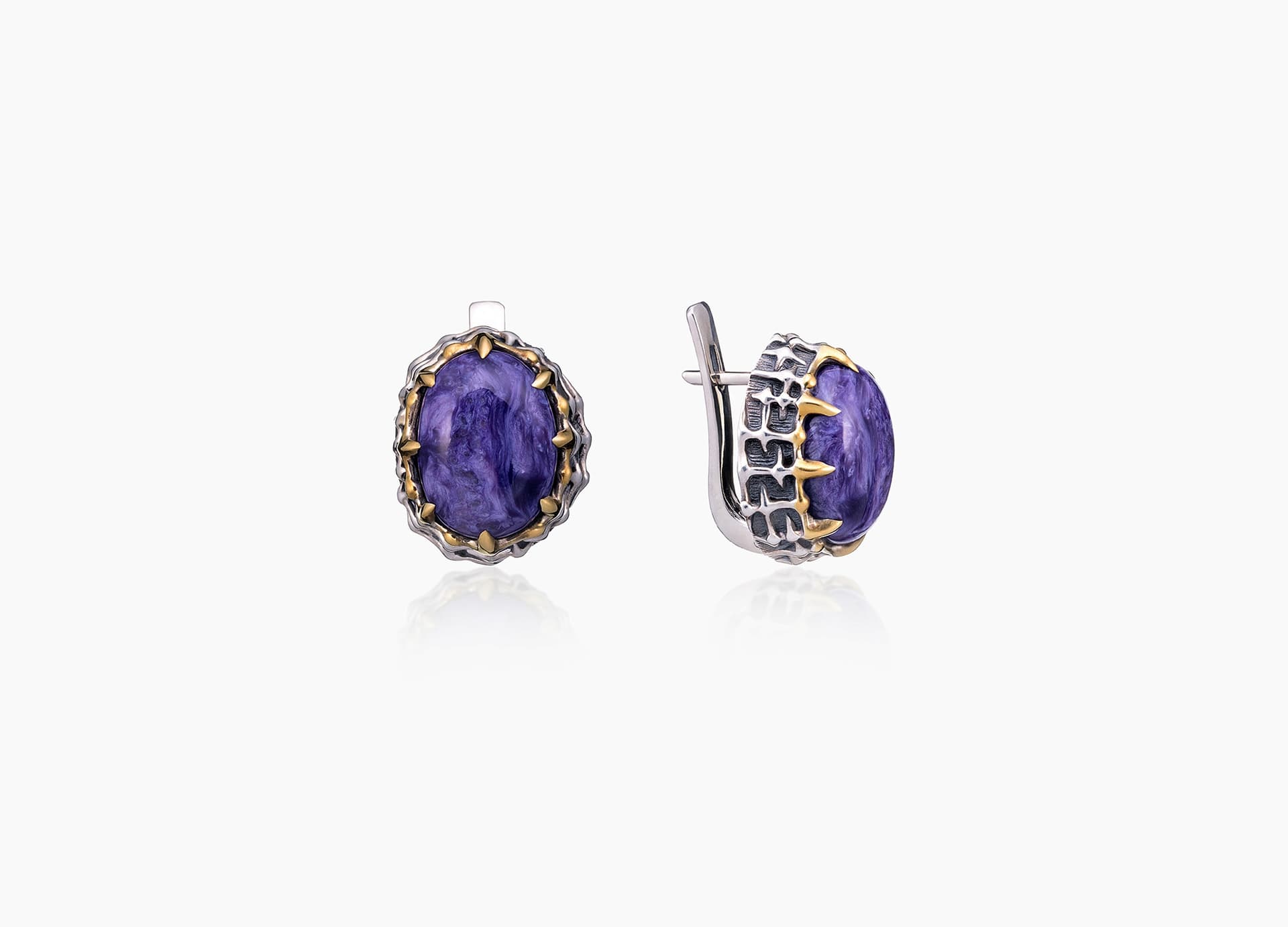 Серьги из серебра 925 с чароитами