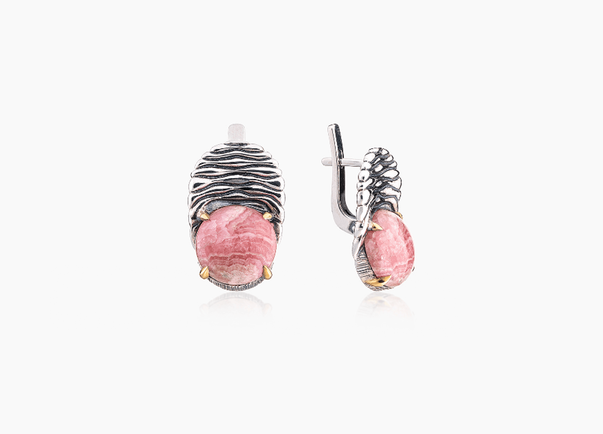 Серьги из серебра 925 с родохрозитами