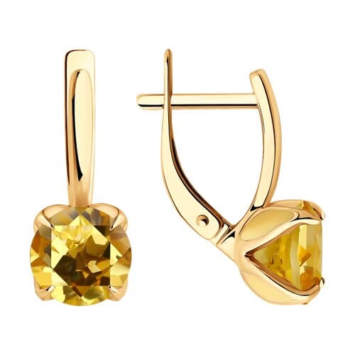Серьги из золота 585 с цитринами