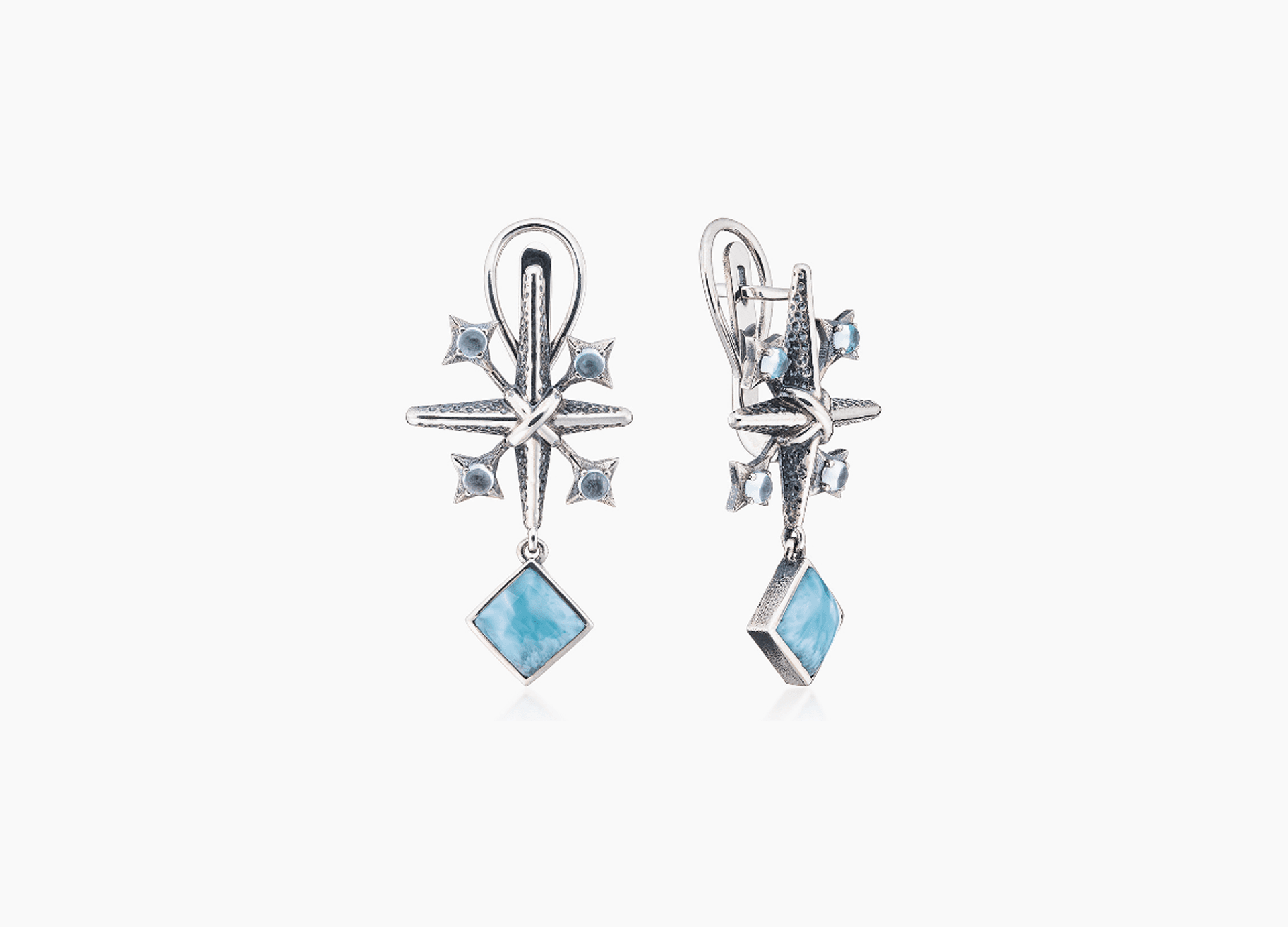 Серьги из серебра 925 с  ларимар