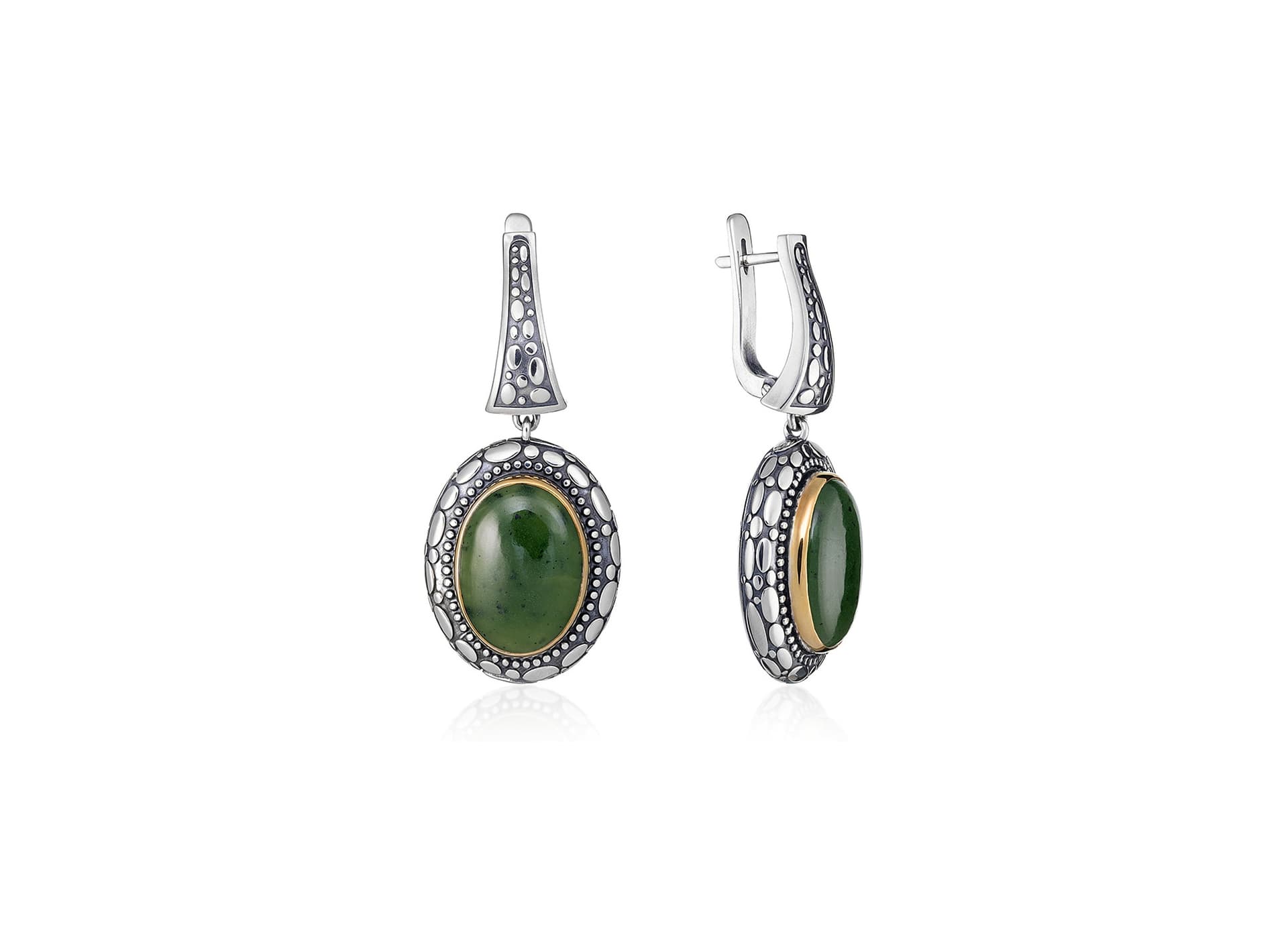Серьги из серебра 925 с нефритами