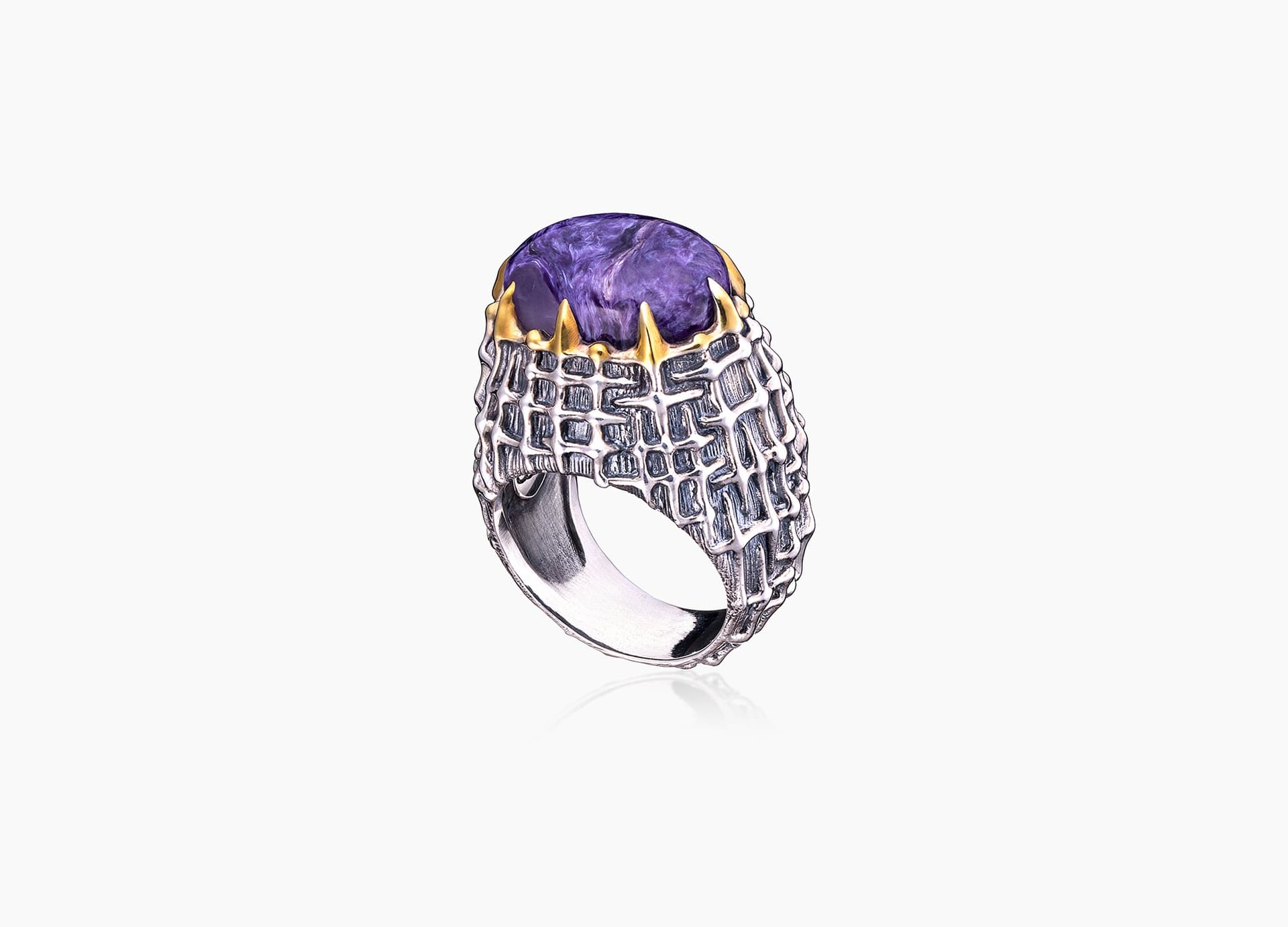 Кольцо из серебра 925 с чароитами