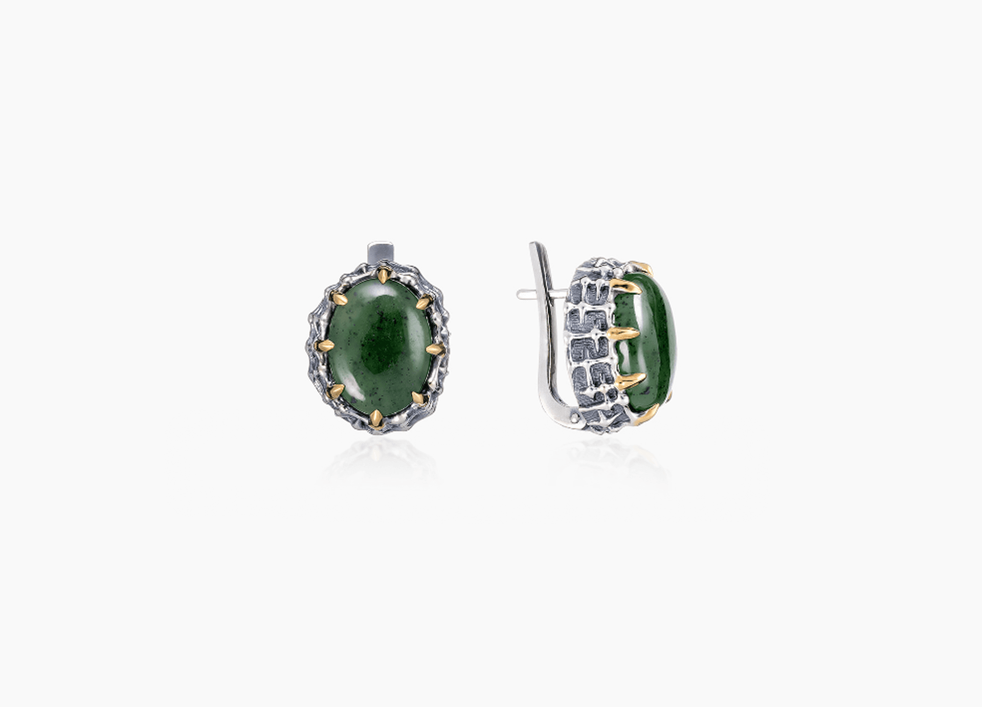 Серьги из серебра 925 с  нефритом