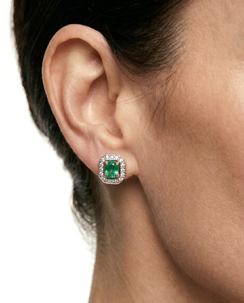 Серьги из золота 585 с  изумрудом