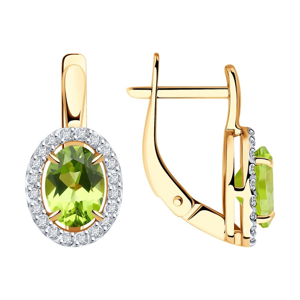 Серьги из Золота 585 с хризолитами