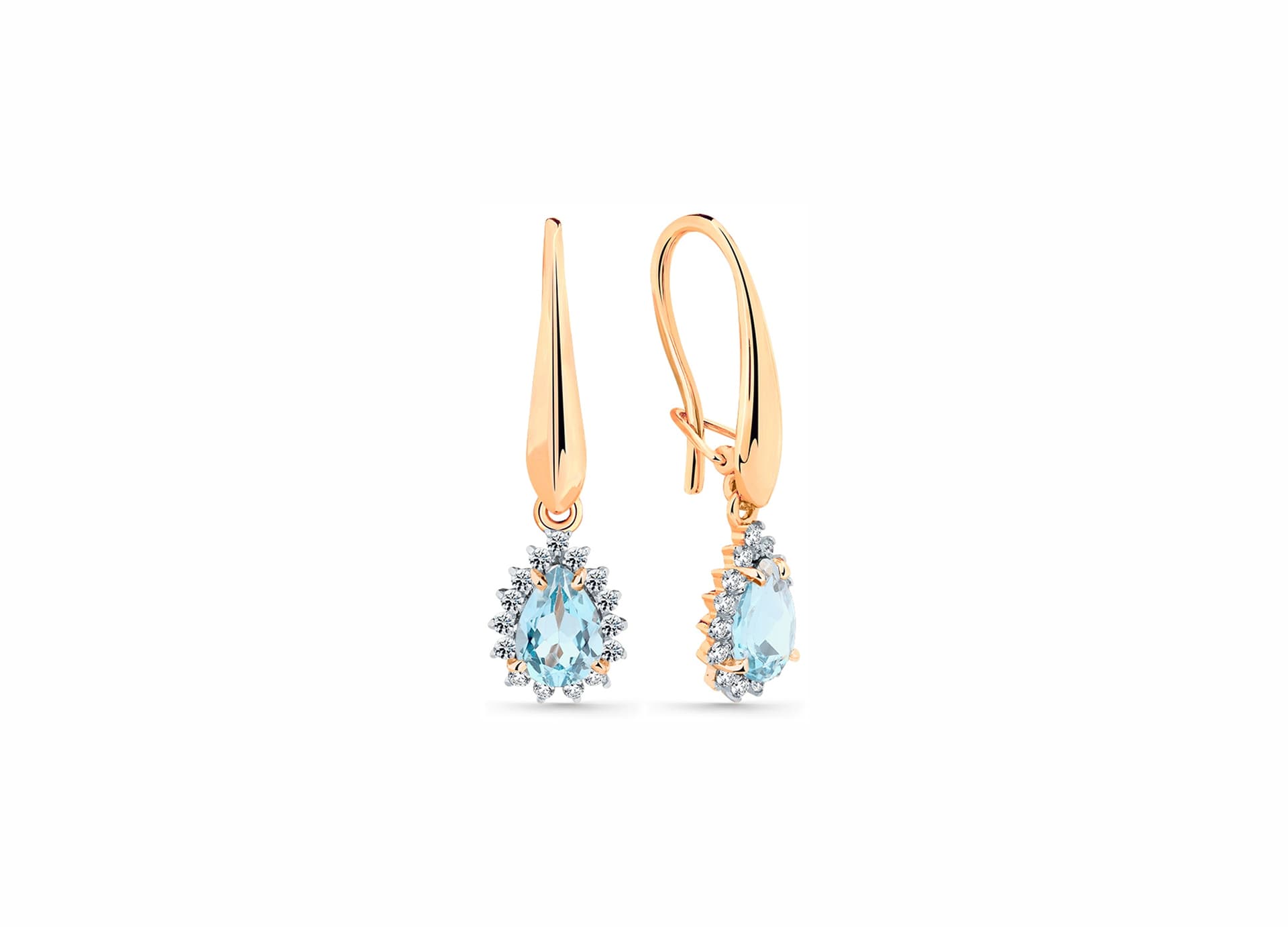 Серьги из золота 585 с топазами