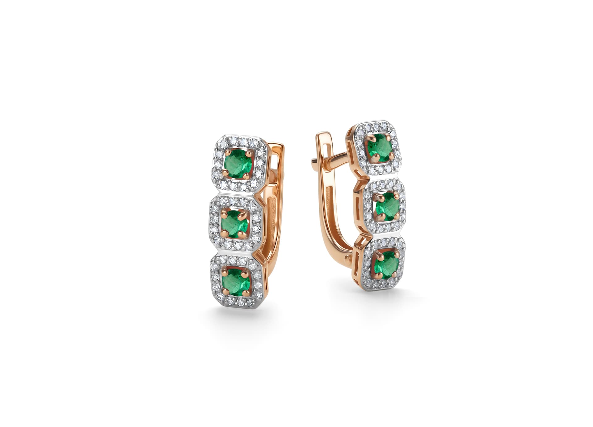 Серьги из золота 585 с изумрудами