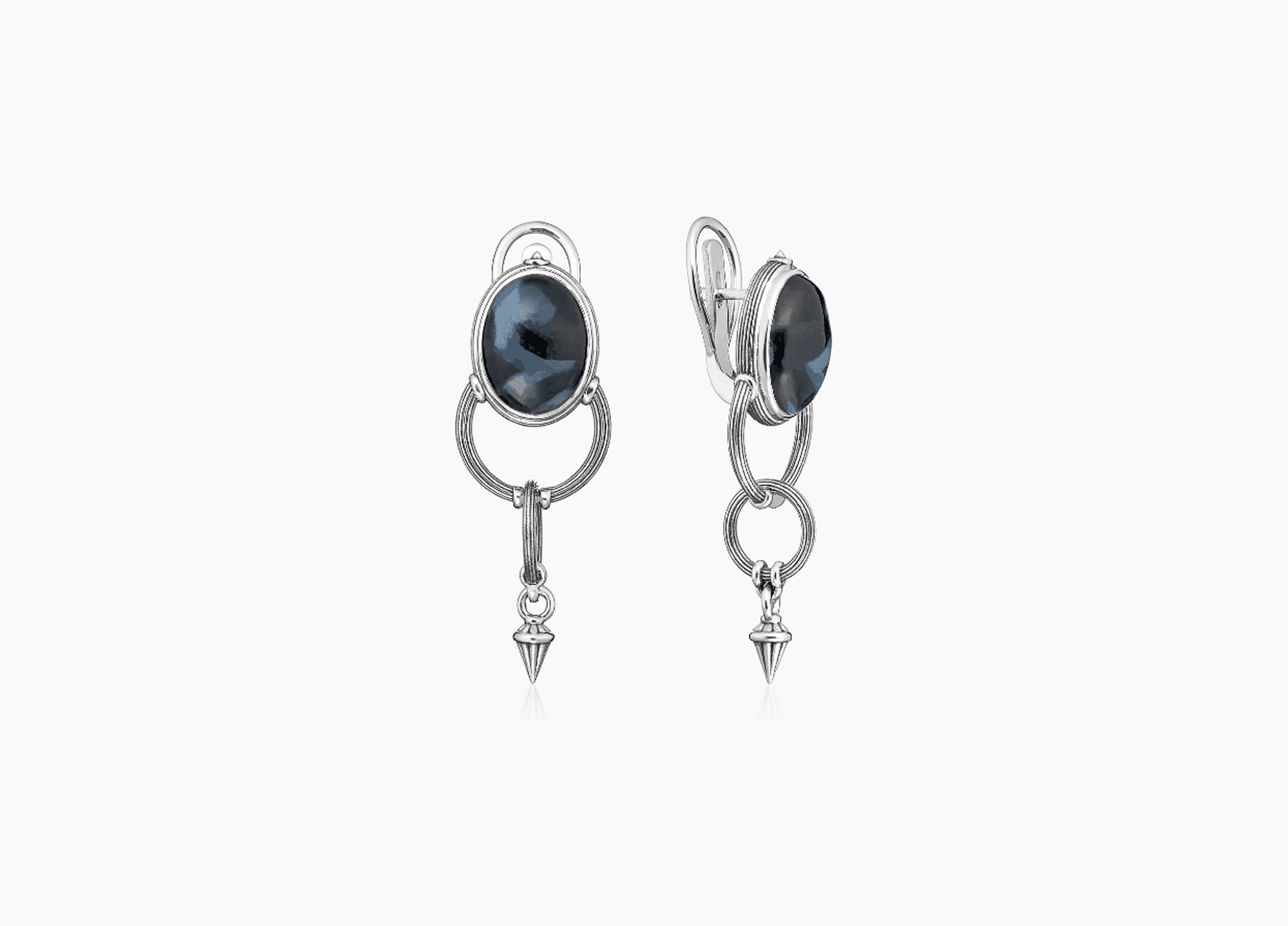 Серьги из серебра 925 с петерсит