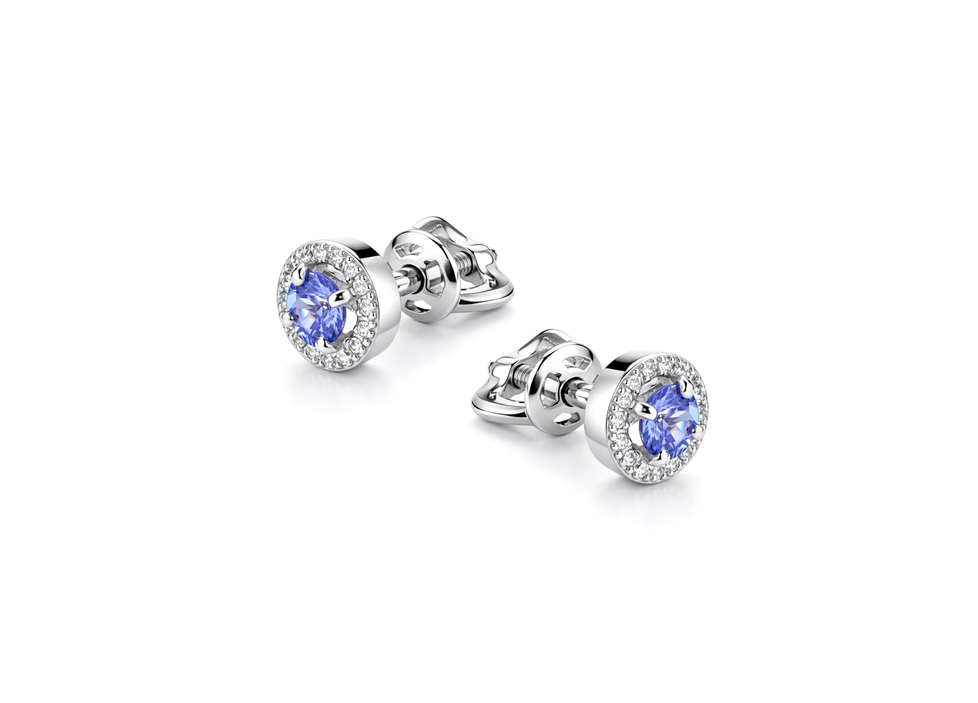 Серьги из золота 585 с танзанитами