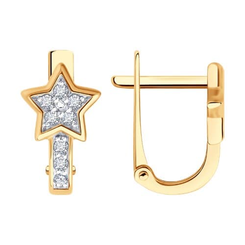 Серьги детские из золота 585 с фианитами