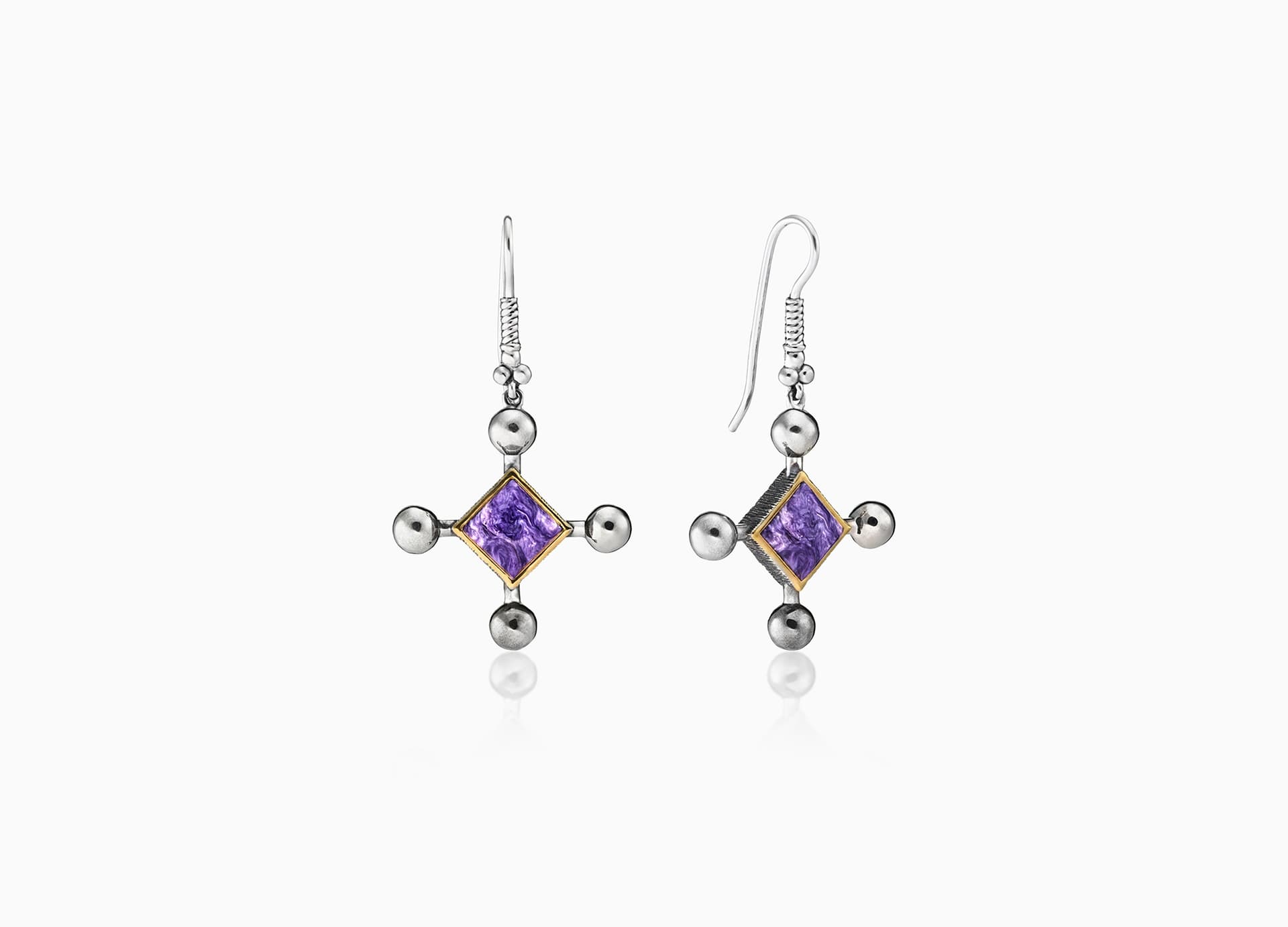 Серьги из серебра 925 с чароитами
