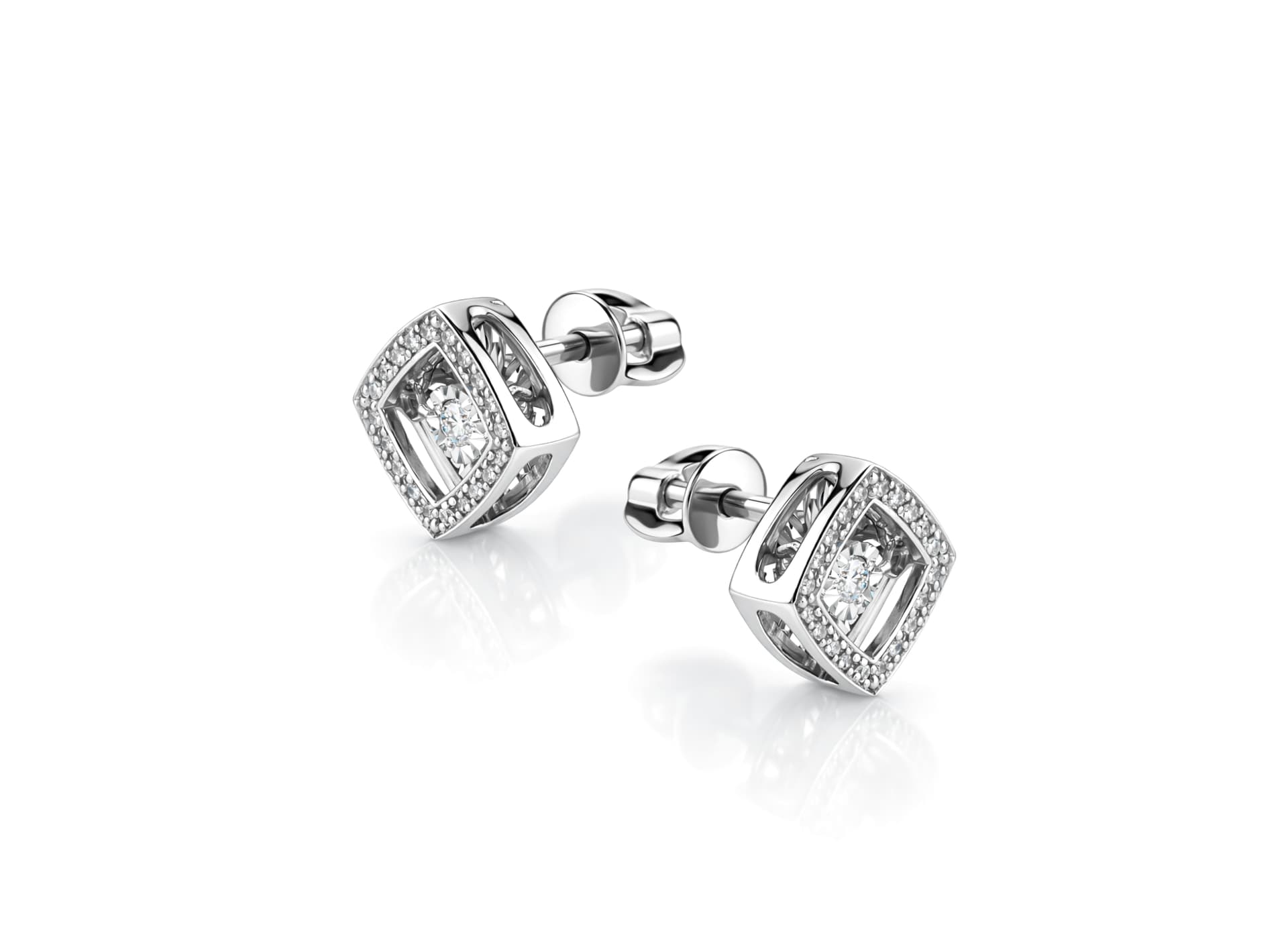 Серьги из золота 585 с бриллиантом