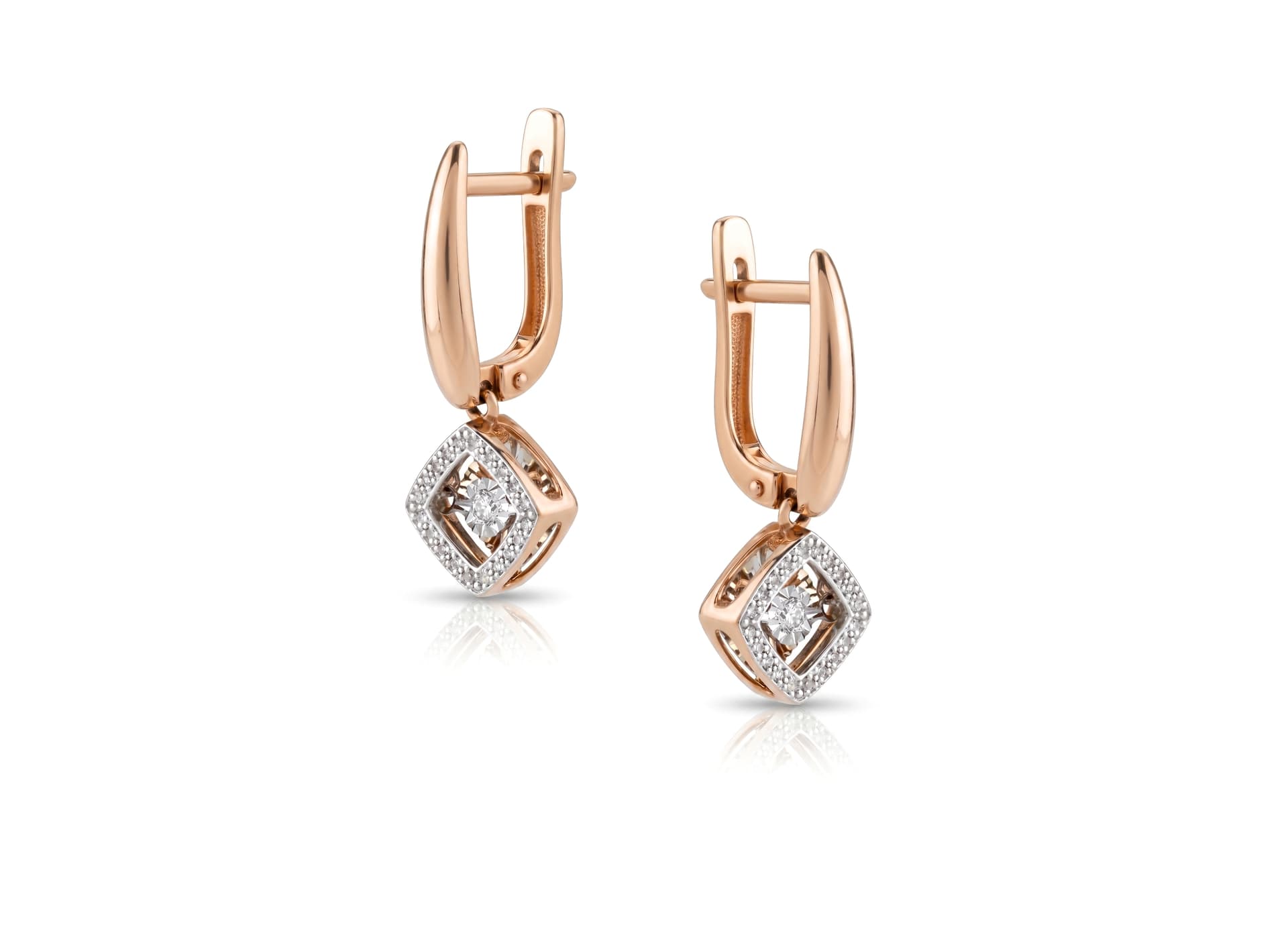 Серьги из золота 585 с бриллиантом