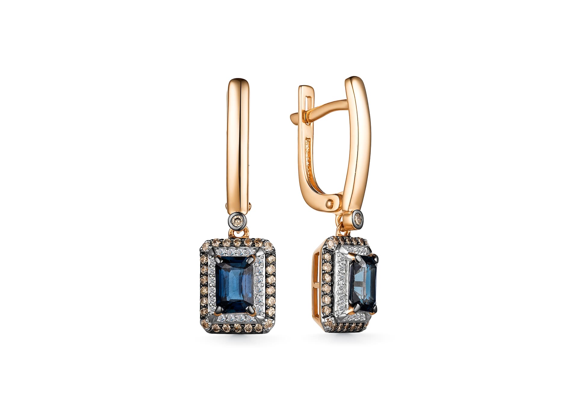 Серьги из золота 585 с сапфиром