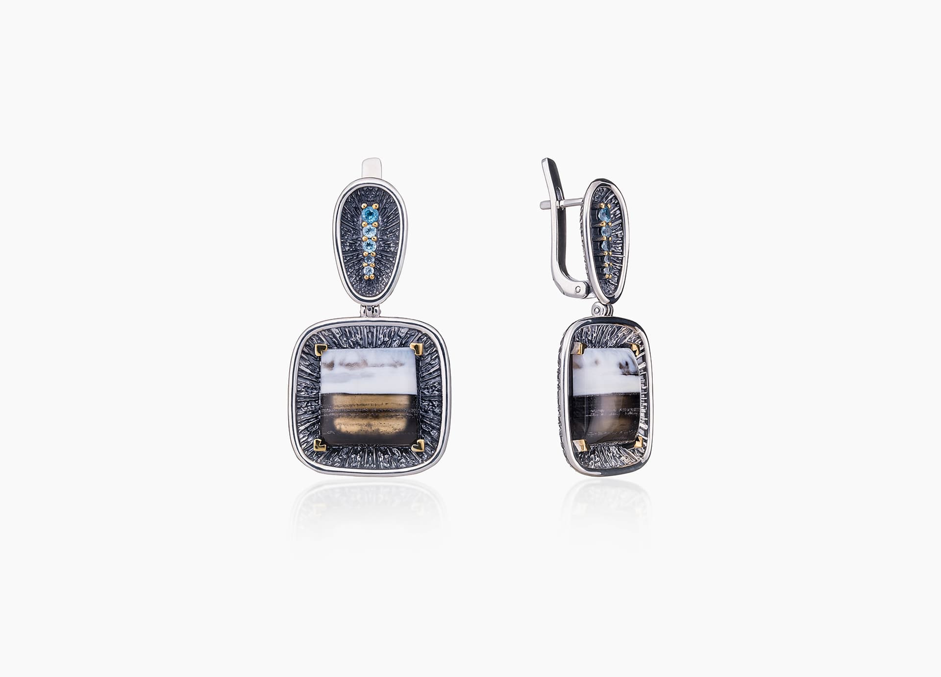 Серьги из серебра 925 с агатами