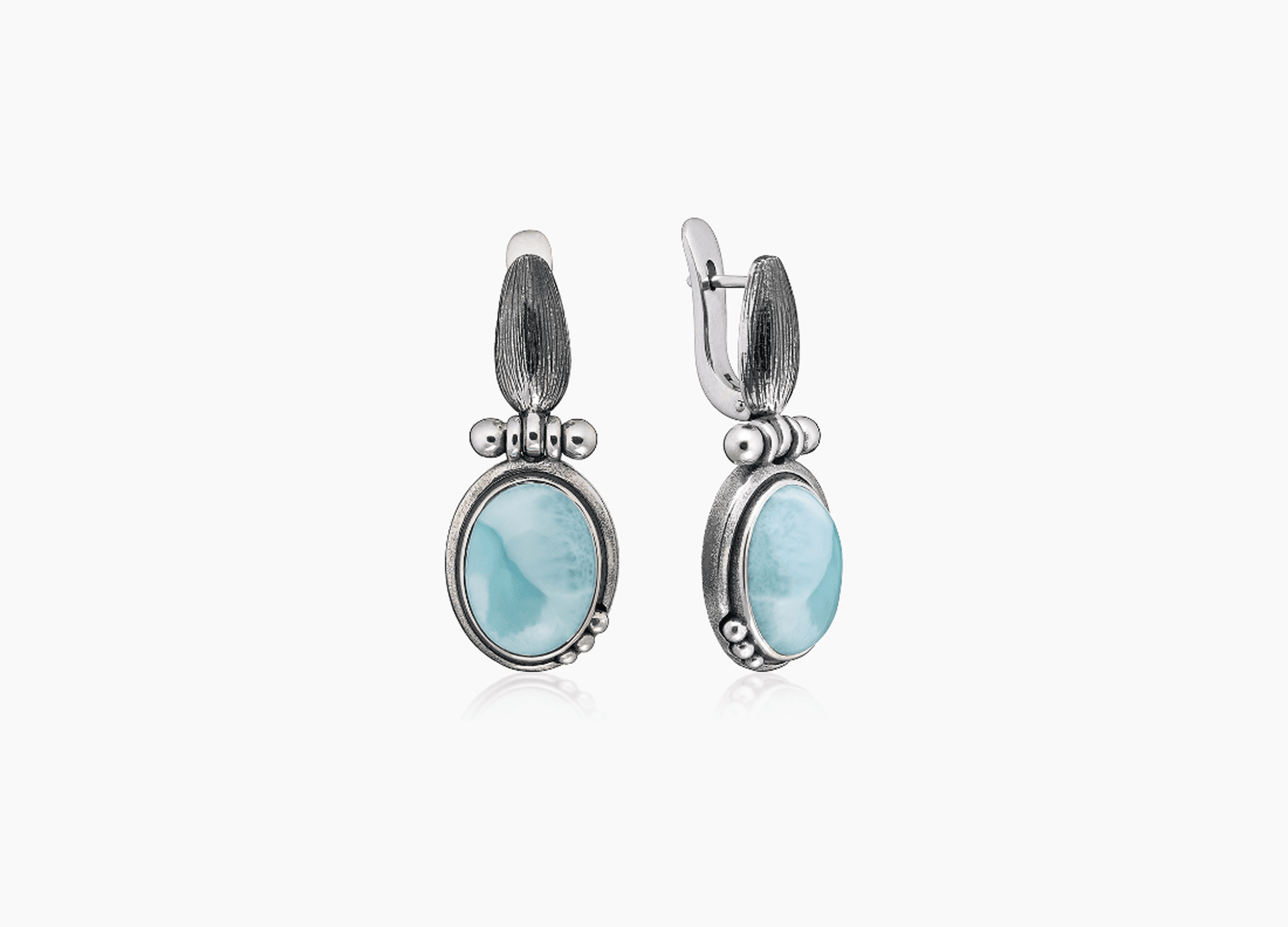 Серьги из серебра 925 с ларимарами