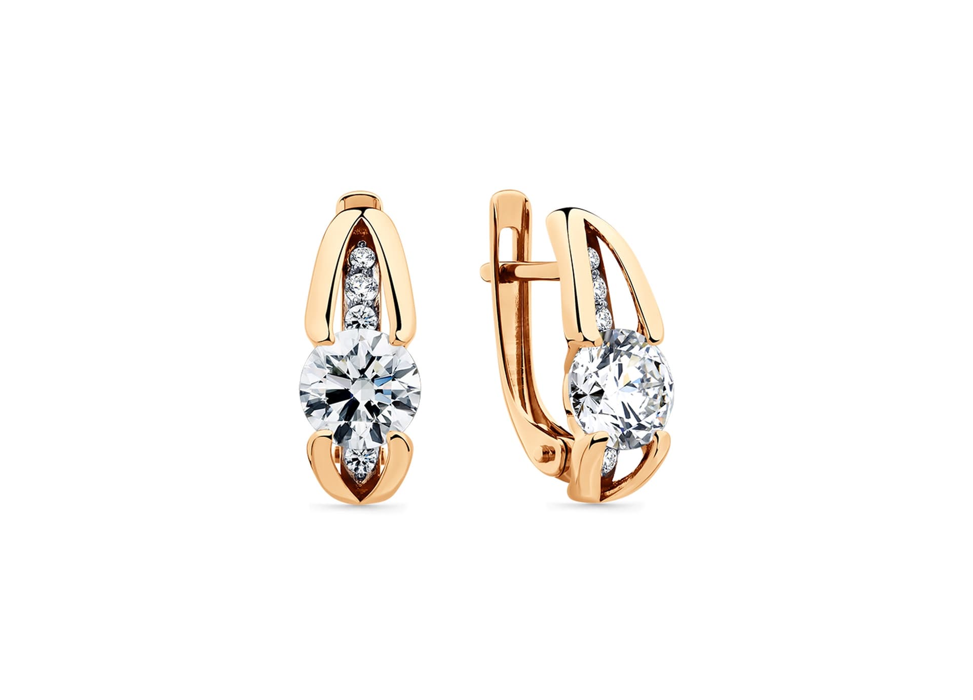 Серьги из золота 585 с фианитами