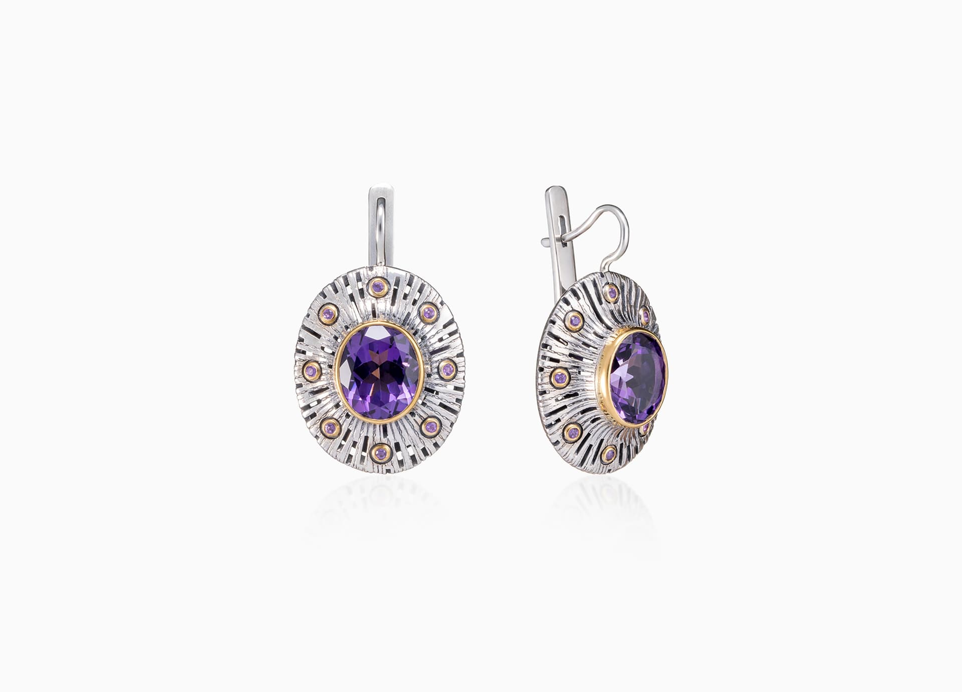 Серьги из серебра 925 с аметистами