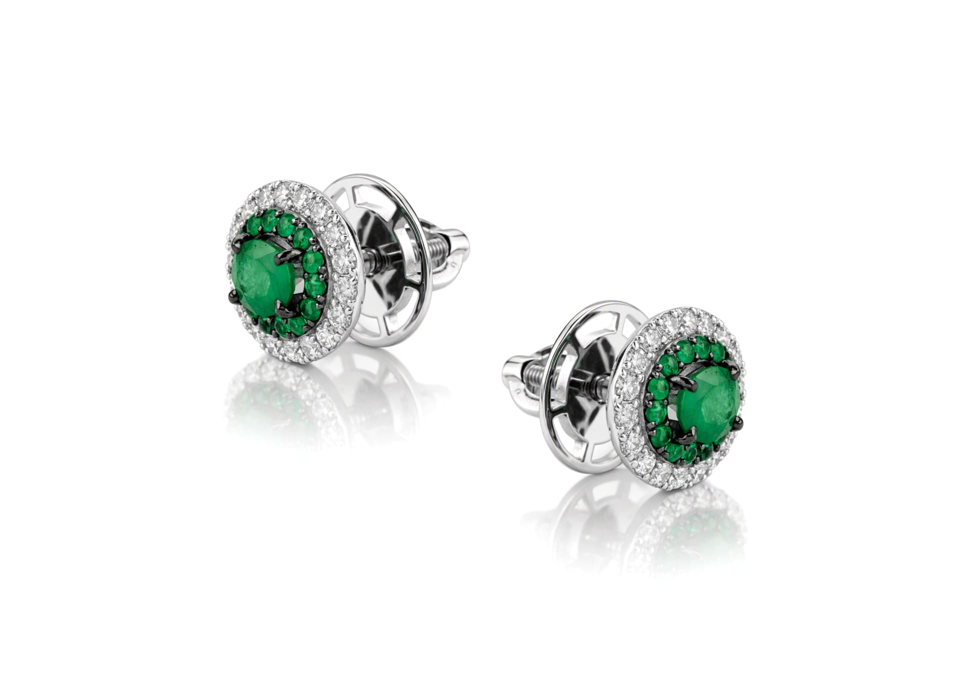 Серьги из золота 585 с изумрудами
