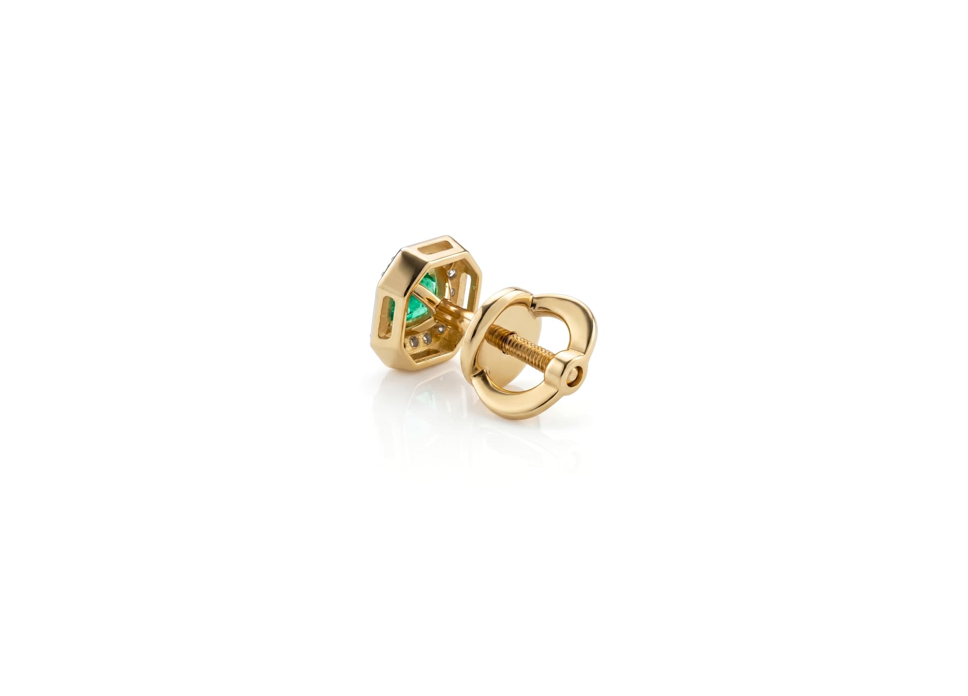 Серьги из золота 585 с  изумрудом