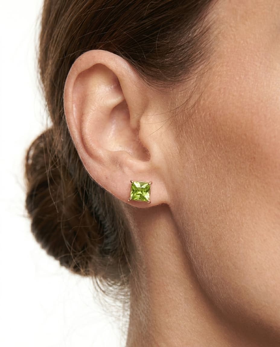 Серьги из золота 585 с хризолитами
