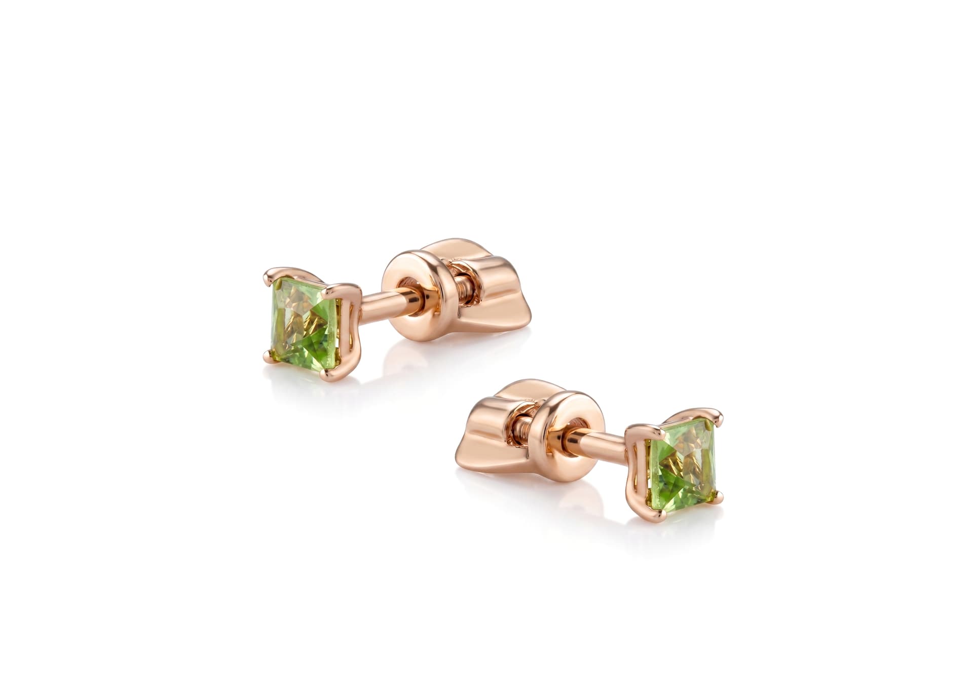 Серьги из золота 585 с хризолитами