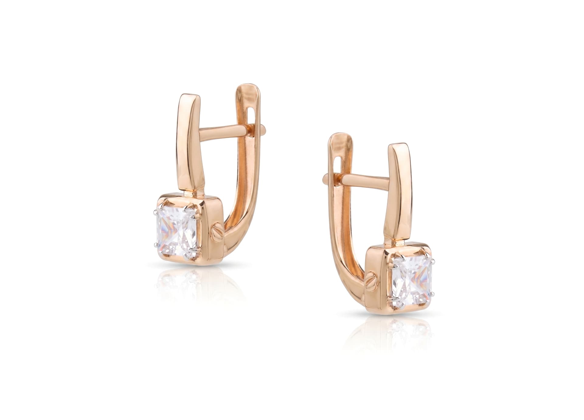 Серьги из золота 585 с  фианит