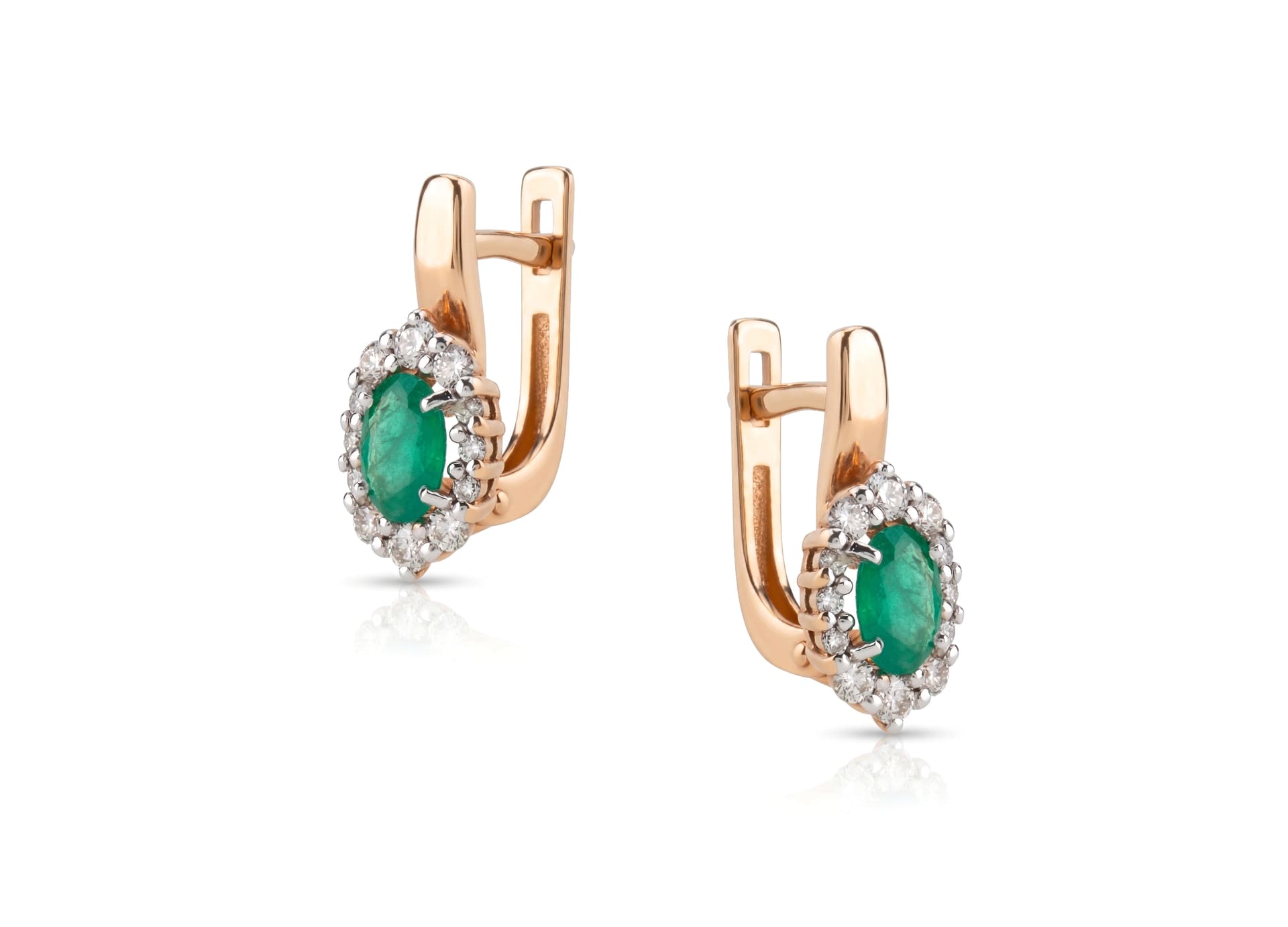 Серьги из золота 585 с изумрудом