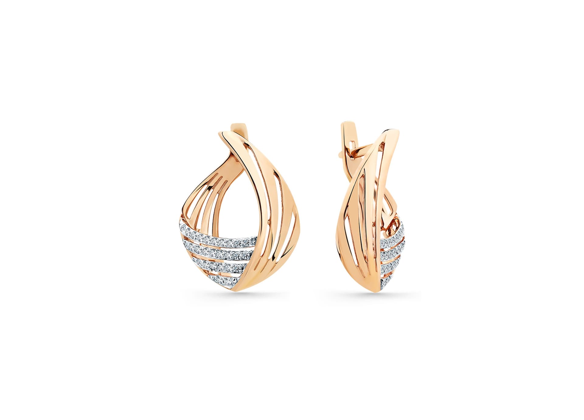 Серьги из золота 585 с фианитами